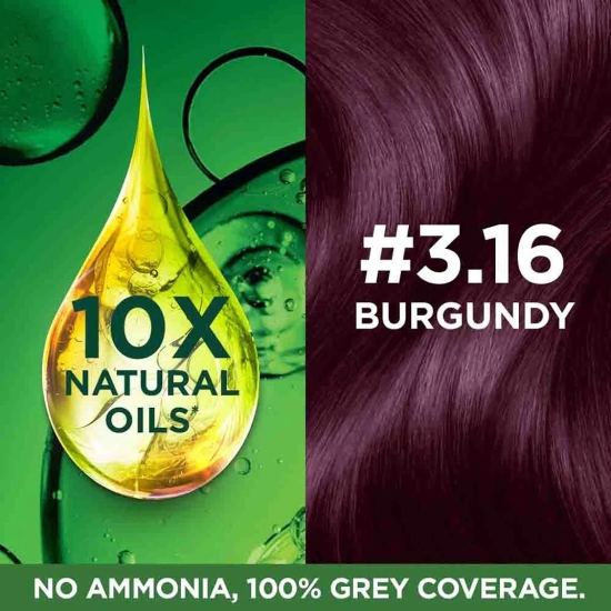 Garnier, Hair Colouring Creme, Long-Lasting Colour, Smoothness & Shine, Color Naturals, Shade: 3.16 Burgundy, 70Ml + 60G