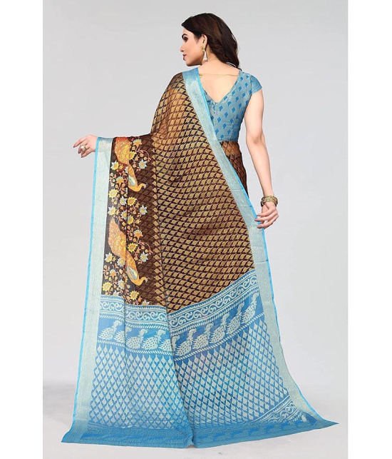 Bhuwal Fashion - Brown Brasso Saree With Blouse Piece ( Pack of 1 ) - Brown