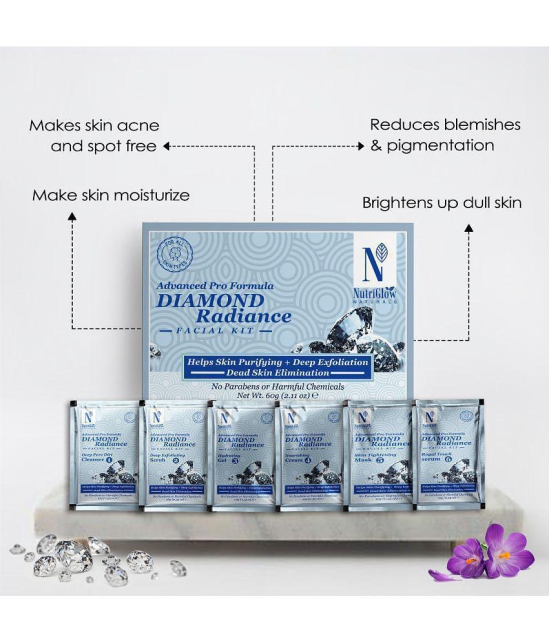 NutriGlow NATURAL'S Advanced Pro Formula Diamond Radiance Facial Kit For Make Skin Acne & Spot Each 60gm (Pack of 2)