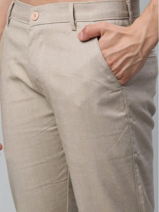 Rodamo  Men Beige Slim Fit Trousers