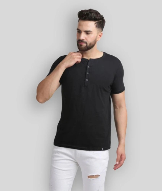 Leotude - Black Cotton Blend Regular Fit Mens T-Shirt ( Pack of 1 ) - None