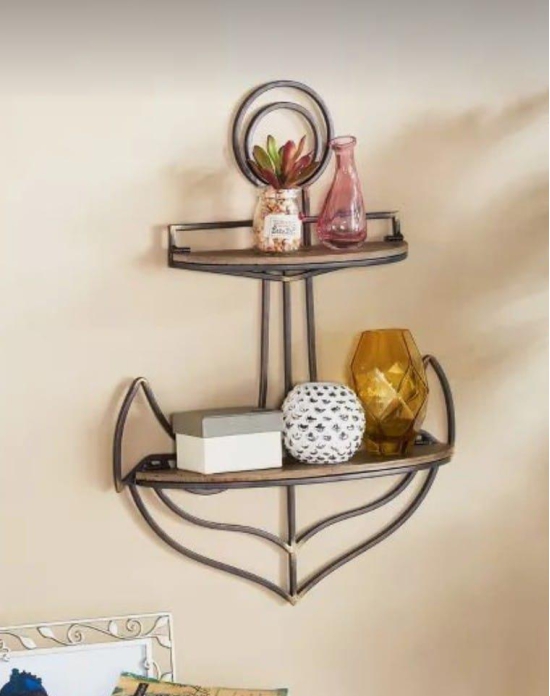 Metal wood wall Rack decorative wall shelf