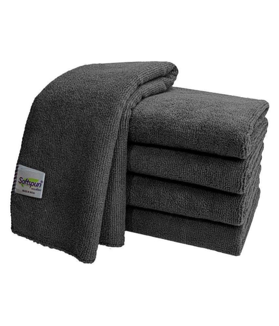 SOFTSPUN Microfiber Cloth - 5 pcs - 40x40 cms - 340 GSM Grey- Thick Lint & Streak-Free Multipurpose Cloths - Automotive Microfibre Towels for Car Bike Cleaning Polishing Washing & Detailing