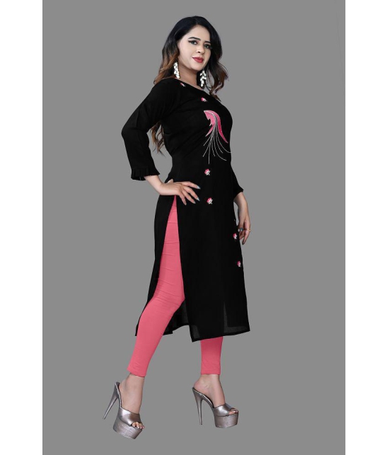 haya fashion - Black Rayon Women's Straight Kurti ( Pack of 1 ) - None