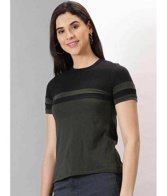 AUSK - Olive Cotton Blend Regular Fit Womens T-Shirt ( Pack of 1 ) - None