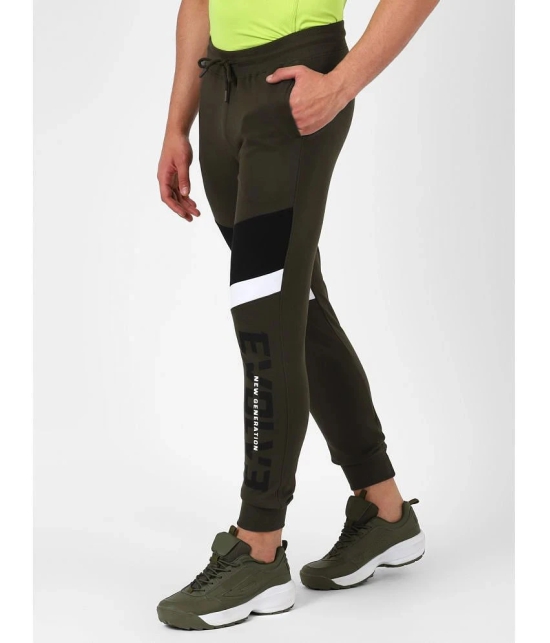 UrbanMark Men Regular Fit Colorblock Jogger-Olive & Black - None