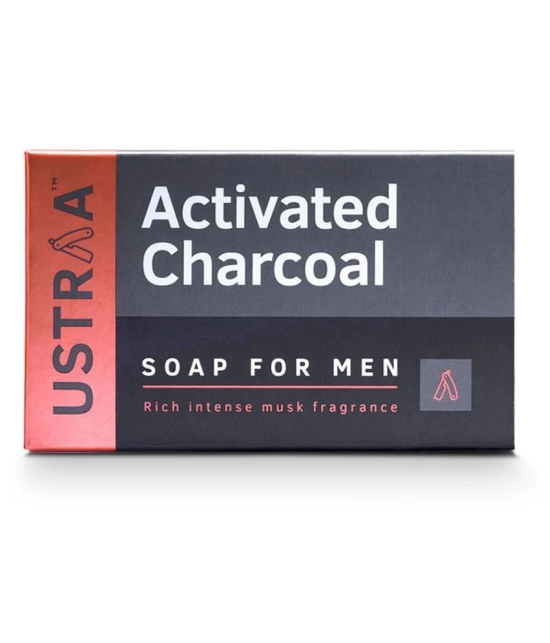 Ustraa Deo Soap with Activated Charcoal For Men- 100 g (Pack of 8) - Activated Charcoal Soap with Deo Fragrance - Cleans toxins and bacteria - No Sulphate