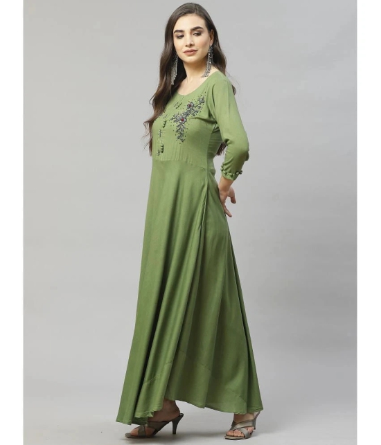 JC4U Rayon Green A- line Dress - Single - M