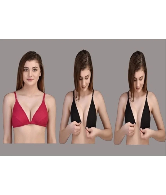 Zourt - Multicolor Cotton Non Padded Womens Everyday Bra ( Pack of 3 ) - None