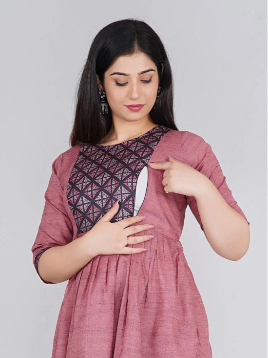 RIAANA Cotton Self Design Anarkali Womens Kurti - Pink ( Pack of 1 ) - None