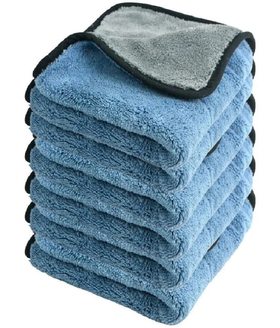 Auto Hub Blue 800 GSM Drying Towel For Automobile ( Pack of 6 )