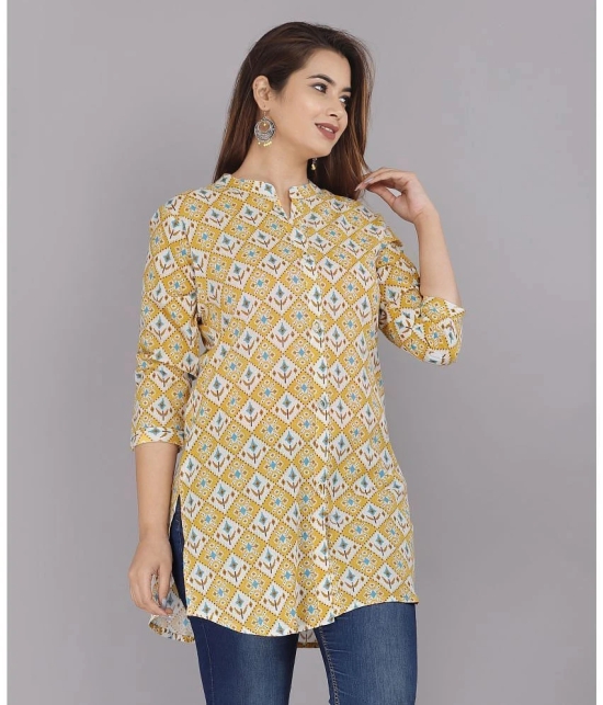 HIGHLIGHT FASHION EXPORT - Yellow Cotton Flex Womens Straight Kurti ( Pack of 1 ) - None