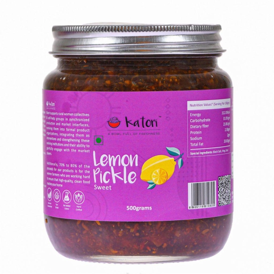 Katori Handcrafted Lemon (Sweet) Pickle | Glass Jars | 500gm