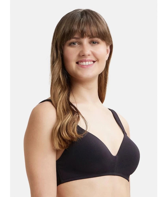 Jockey FE57 Wirefree Padded Super Combed Cotton Elastane Full Coverage Lounge Bra - Black - None