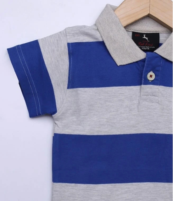 Boys Blue and White Striped Polo T-Shirt