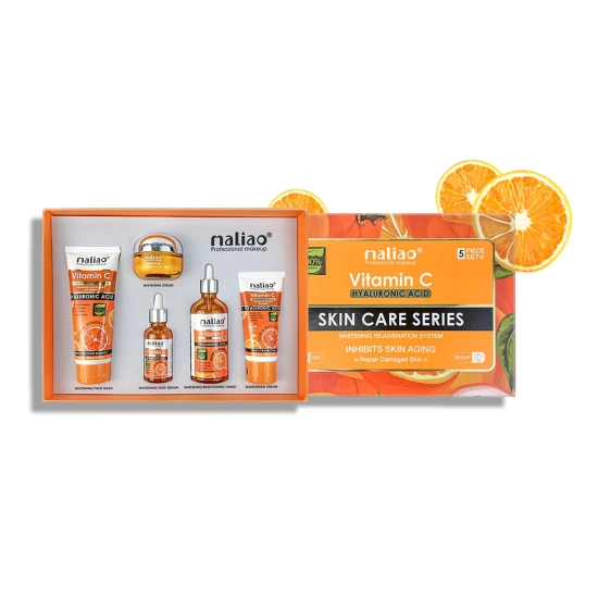 Maliao Makeup 5 Piece Organic Vitamin C Skin Care Set ( Sunscreen + Serum + Face Wash + Whitening Cream + Toner ) 330g