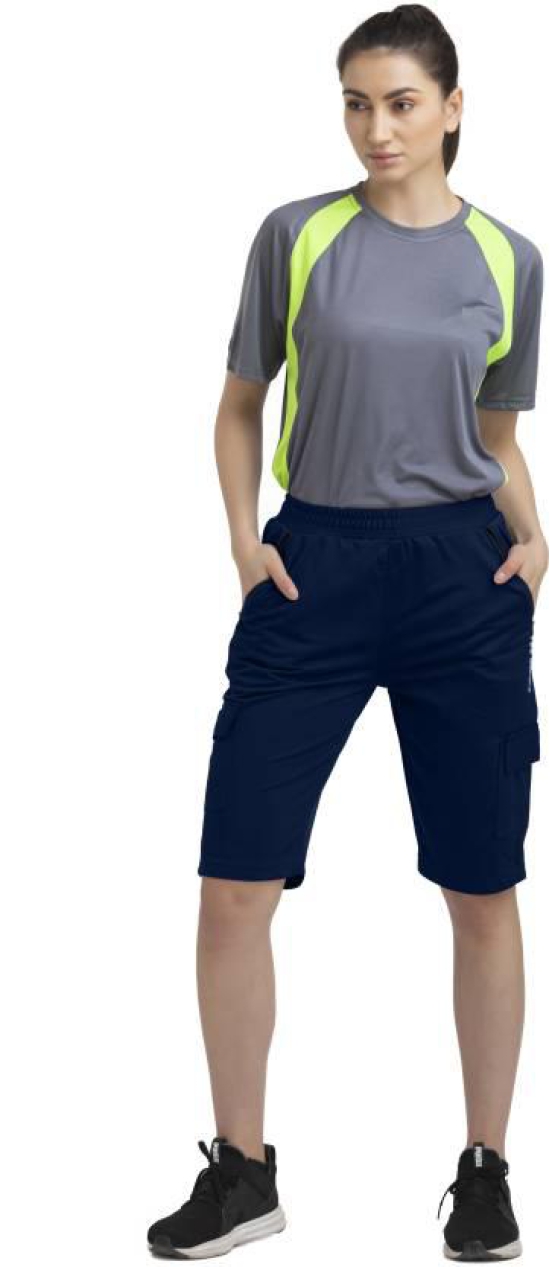 Solid Women Dark Blue Cargo Shorts, Sports Shorts, Casual Shorts, Regular Shorts