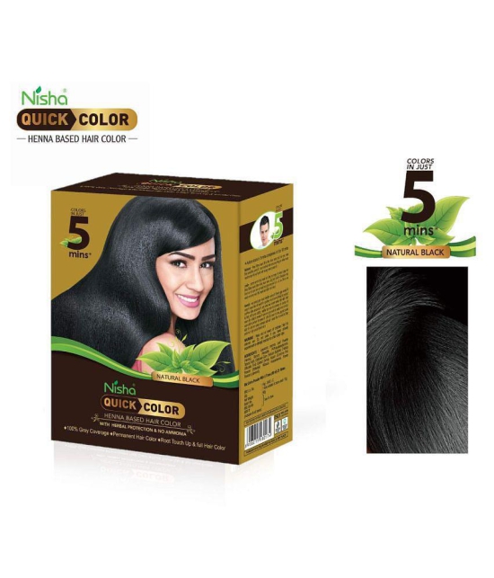 Nisha Quick 60gm Comes with Natural Based Permanent Hair Color Henna Powder Black each sachet 10 g