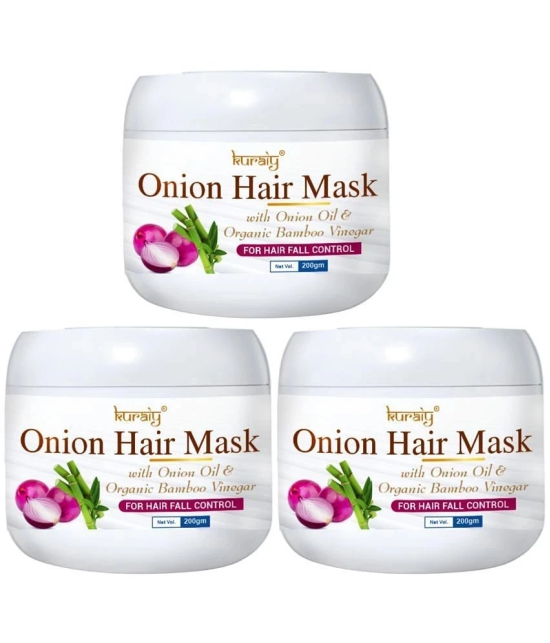 KURAIY Onion Hair Mask With Onion Oil & Organic Bamboo For Hair Fall Control 200g Pack Of 3