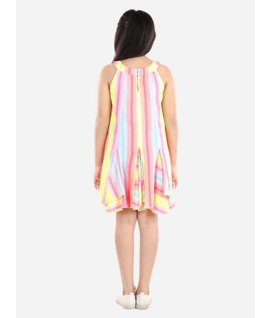 StyleStone Girls Multi Colour Striped Panel Dress - None