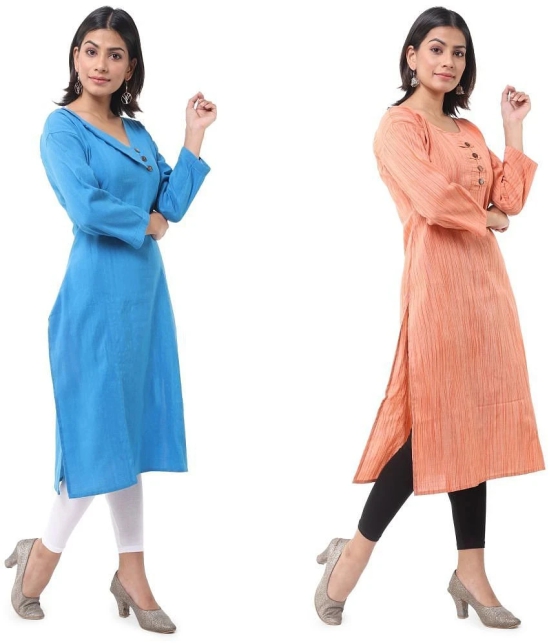 DESHBANDHU DBK - Multicolor Cotton Womens Straight Kurti ( Pack of 2 ) - None