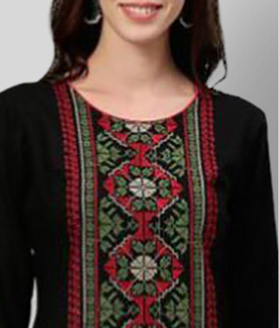 KIPEK - Black Rayon Womens Straight Kurti - XL