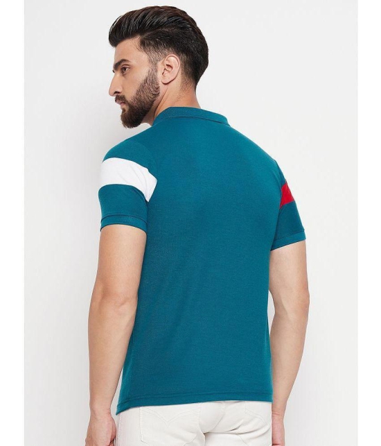 MXN - Teal Blue Cotton Blend Regular Fit Men's Polo T Shirt ( Pack of 1 ) - None