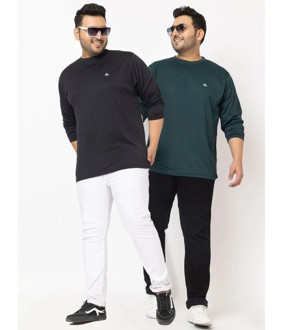 YHA Cotton Blend Regular Fit Solid Full Sleeves Mens T-Shirt - Black ( Pack of 2 ) - None