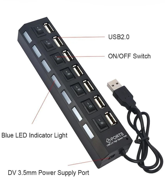 UGPro 7 port USB Hub WIth Independent On / Off Switch for each port