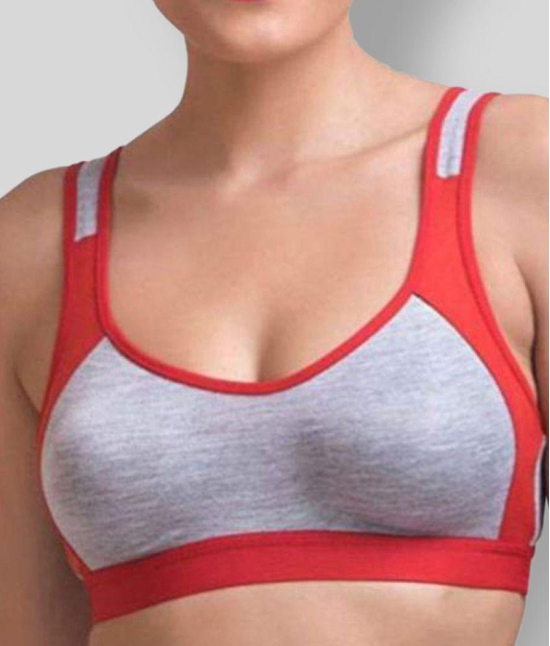 Daily Touch Pink,Black,Red Cotton Color Blocking Sports Bra - 34