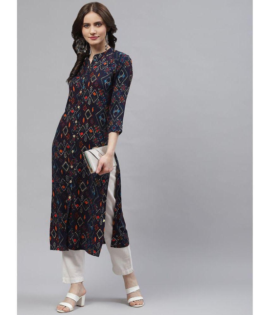 KIPEK - Navy Blue Viscose Womens Straight Kurti ( Pack of 1 ) - None