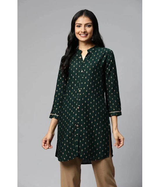 JC4U - Green Rayon Womens Straight Kurti ( Pack of 1 ) - None