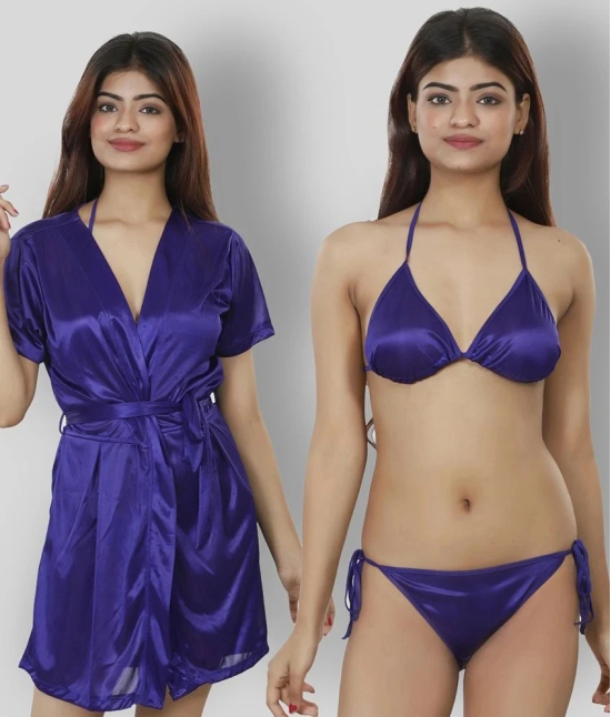 NIVCY - Navy Blue Satin Womens Nightwear Robes ( Pack of 2 ) - XL