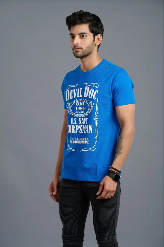 Devil Doc Printed Royal Blue T-Shirt for Men M