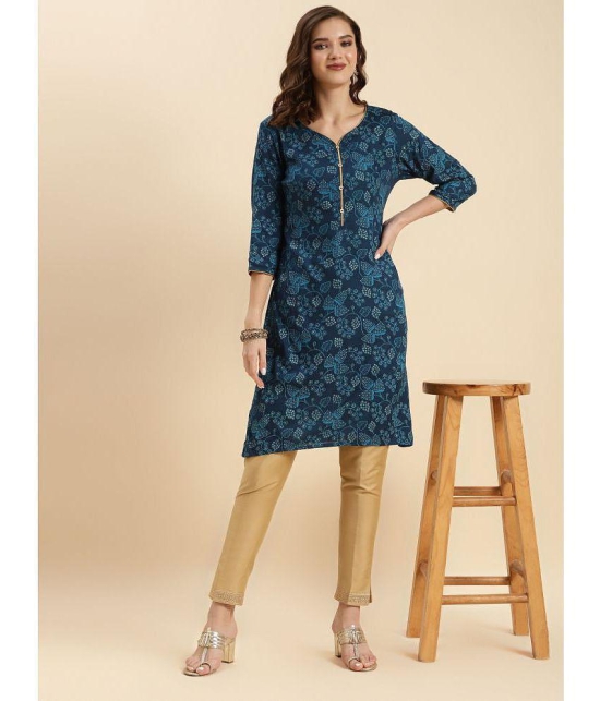 Rangita Rayon Printed Straight Womens Kurti - Blue & Yellow ( Pack of 2 ) - None