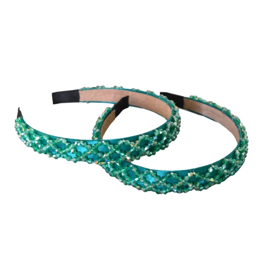 Flaunt Your Style - Crystal Cross Design Hair Bands-Jasmine Green