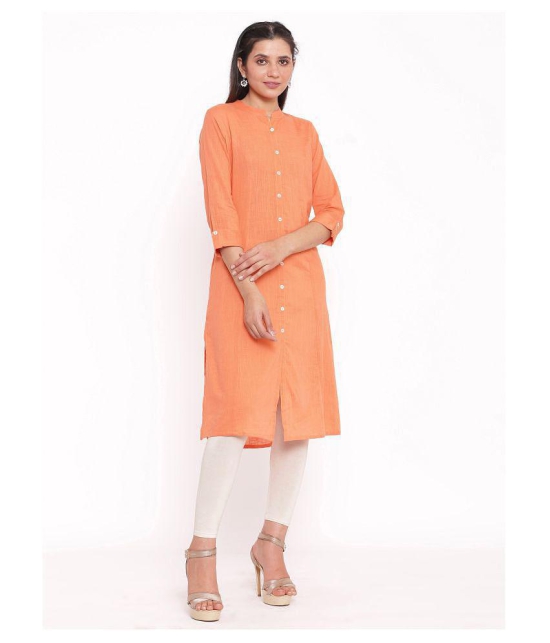 FabbibaPrints - Peach Cotton Women's Straight Kurti - XL