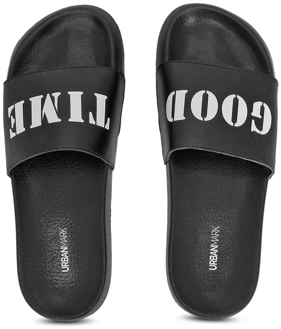 UrbanMark Men Comfortable Light Weight Slider Slippers- Black - None