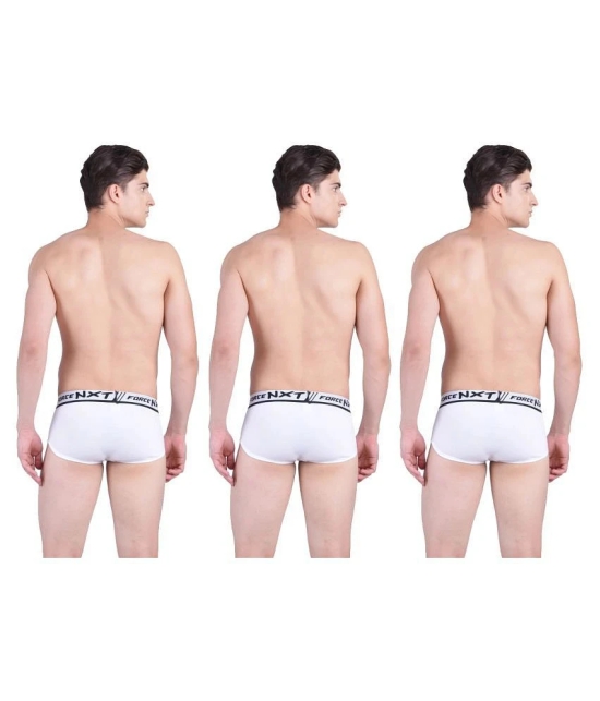 Force NXT Pack of 3 Cotton Mens Briefs ( White ) - S