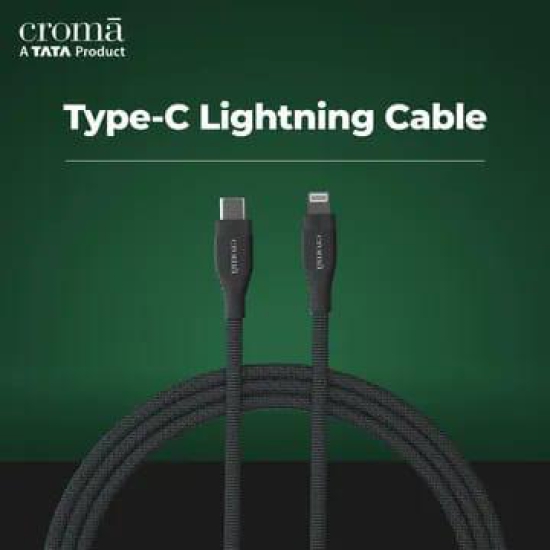 Croma Type C to Lightning 3.9 Feet (1.2M) Cable (Apple Certified, Black)