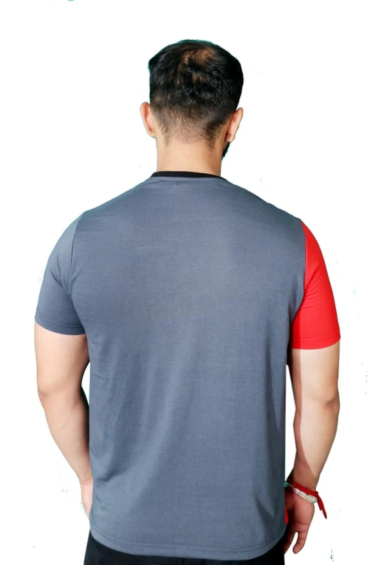 NVA Quality Solid Men's Round Neck Cotton Blend Half Sleeve Red Black Grey T-Shirt