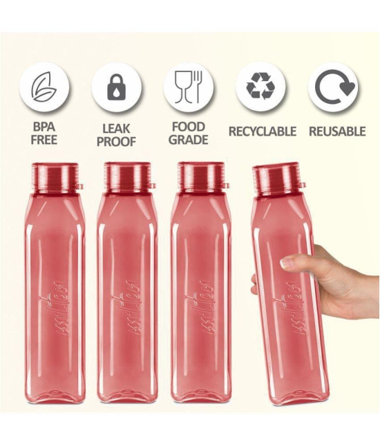 Milton Prime 1000 Pet Water Bottle, Set of 5, 1 Litre Each, Red | BPA Free | 100% Leak Proof | Office Bottle | Gym Bottle | Home | Kitchen | Travel Bottle | Hiking | Treking Bottle - Burgund