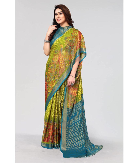 Bhuwal Fashion - Green Brasso Saree With Blouse Piece ( Pack of 1 ) - Green