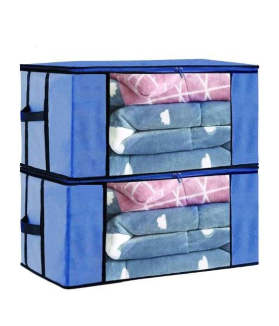 Non-Woven Cloth Storage / Organizer with Transparent Window,Blue (Pack of 2)