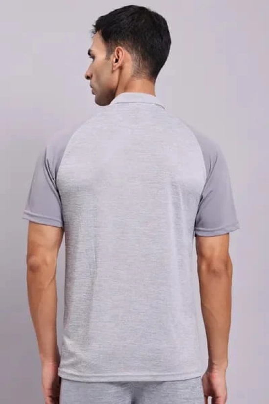 TECHNOSPORT Mens Solid Slim Fit T-Shirt  LIGHT GRAY