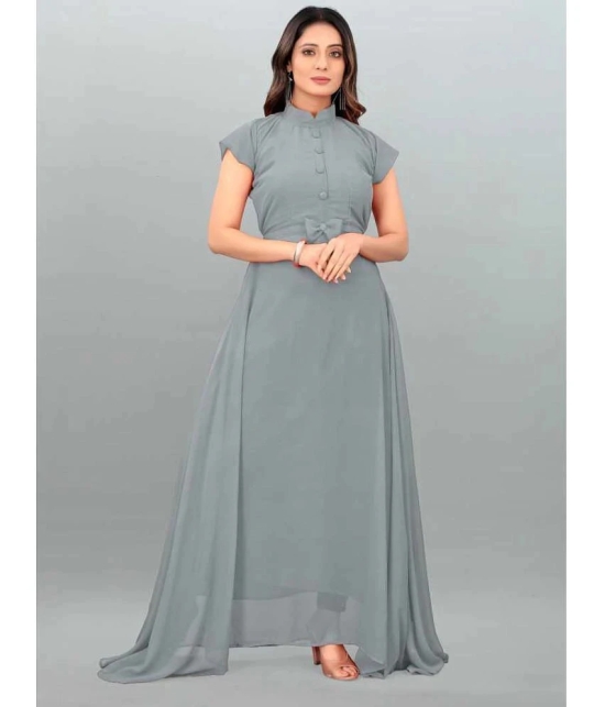 JASH CREATION - Grey Georgette Womens Gown ( Pack of 1 ) - None