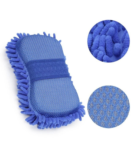 HOMETALES - Car Cleaning Combo Of Dual Sided Microfiber Gloves , Sponge And Rim Brush for car accessories( Pack Of 3 )