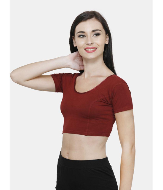 Vami - Maroon Readymade without Pad Cotton Blend Women's Blouse ( Pack of 1 ) - None