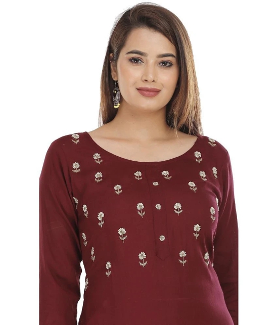 JC4U - Wine Rayon Womens Straight Kurti ( Pack of 1 ) - None