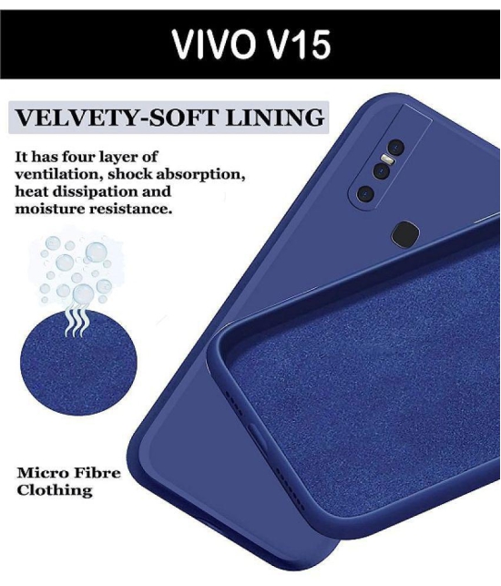 Case Vault Covers - Blue Silicon Plain Cases Compatible For Vivo V15 ( Pack of 1 ) - Blue